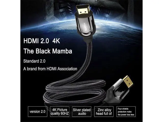 Alt view image 2 of 7 - HDMI 2.0 Cable, High Speed HDMI 2.0 4K Ultra HD Silver Cable Supports Ethernet, Xbox Play Station, PS3, PS4, PC, TV (2m/6.5ft, Black)