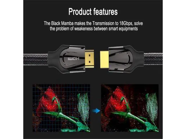 Alt view image 6 of 7 - HDMI 2.0 Cable, High Speed HDMI 2.0 4K Ultra HD Silver Cable Supports Ethernet, Xbox Play Station, PS3, PS4, PC, TV (2m/6.5ft, Black)