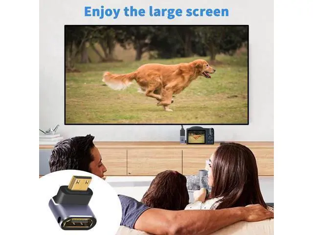 Alt view image 6 of 7 - 8K 90 Degree Mini HDMI to HDMI Adapter, Down Angle HDMI to Mini HDMI Adapter Supports 8K@60Hz, 4K@144Hz, 2K@240Hz for Camera, Camcorder - 2 Pack