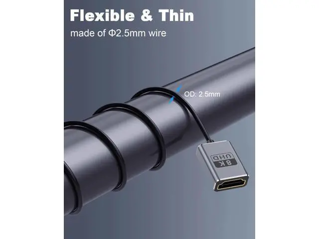 Alt view image 3 of 7 - Coaxial 8K HDMI Extension Cable 1 Foot/30cm, Ultra Thin HDMI Male to Female Cord, Short HDMI Cable Ultra High Speed 48Gbps Bandwidths Support 8K@60Hz, 4K@240Hz for GH5S, PS5,PC