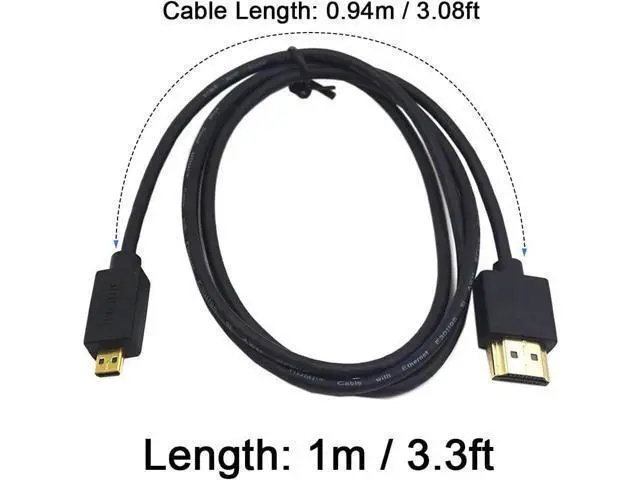 Alt view image 3 of 7 - Micro HDMI to HDMI Cable 3.3FT/1m, Extreme Slim Short HDMI to Micro HDMI Cable Support 18Gbps, High-Speed, 4K@60Hz, 2160p, 48-Bit Color, 3D for A6500, A7,C.anon Camera (Male to Male)