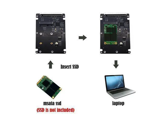 Alt view image 3 of 6 - MSATA Mini PCI-E SSD to 2.5 Inch IDE 44Pin Enclosure Adapter, Black for Notebook LaptopDesktop Computer and More