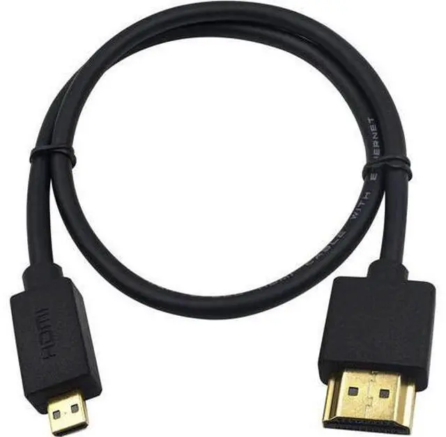 Main image of Micro HDMI to HDMI Cable 2FT/60cm, Extreme Slim Short HDMI to Micro HDMI Cable Support 18Gbps, High-Speed, 4K@60Hz, 2160p, 48-Bit Color, 3D for A6500, A7, Camera (Male to Male) 2 ft.