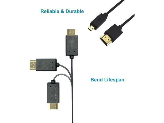 Alt view image 3 of 7 - Micro HDMI to HDMI Cable 2FT/60cm, Extreme Slim Short HDMI to Micro HDMI Cable Support 18Gbps, High-Speed, 4K@60Hz, 2160p, 48-Bit Color, 3D for A6500, A7, Camera (Male to Male) 2 ft.