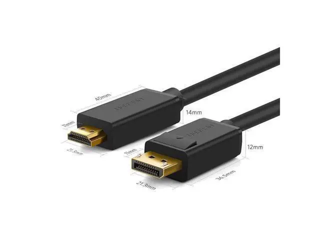 Alt view image 2 of 7 - UGREEN 4K UHD DP to HDMI Male to Male Displayport to HDMI Video Cable DisplayPort to HDTV Monitor Cable Support Audio for HP ,HTC VIVE Virtual Reality System and DP Enabled Devices 16.4 ft.