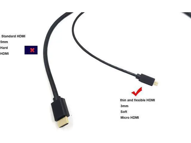 Alt view image 7 of 7 - Micro HDMI to HDMI Cable 2FT/60cm, Extreme Slim Short HDMI to Micro HDMI Cable Support 18Gbps, High-Speed, 4K@60Hz, 2160p, 48-Bit Color, 3D for A6500, A7, Camera (Male to Male) 2 ft.