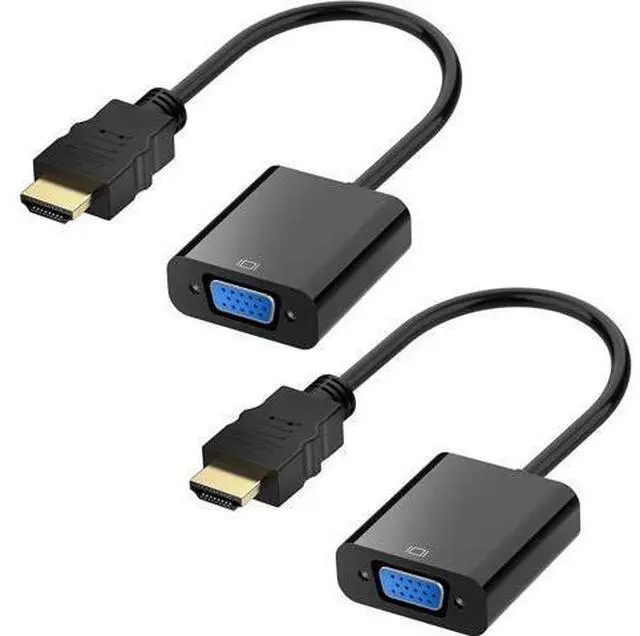 Main image of HDMI to VGA, Gold-Plated HDMI to VGA Adapter (Male to Female) for Computer, Desktop, Laptop, PC, Monitor, Projector, HDTV, Chromebook, Raspberry Pi, Roku, Xbox and More - Black 2pack