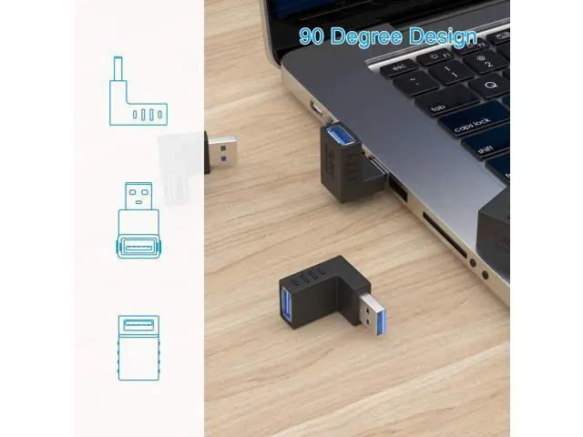 Alt view image 5 of 7 - 90 Degree USB 3.0 Adapter 6 Pack - Right Angle Male to Female Up/Down/Left/Right Connector - L Shaped Extension for PC, Laptop, Charger and More