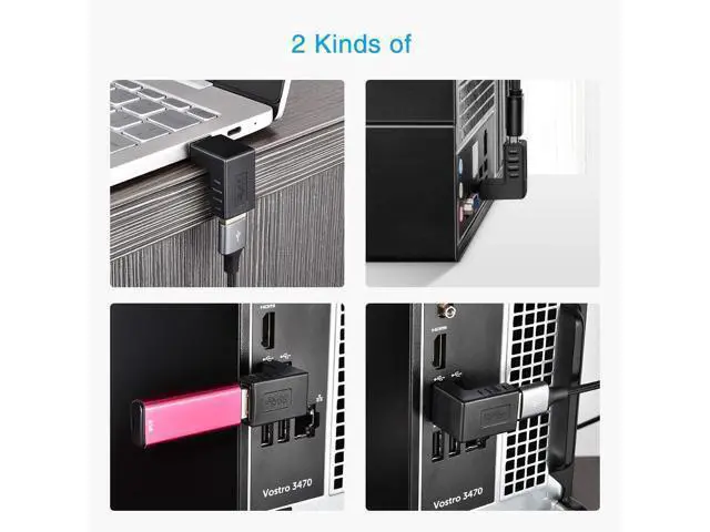 Alt view image 3 of 7 - 90 Degree USB 3.0 Adapter 6 Pack - Right Angle Male to Female Up/Down/Left/Right Connector - L Shaped Extension for PC, Laptop, Charger and More
