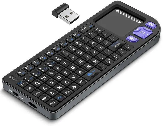 Main image of K809 Mini Wireless Keyboard with Touchpad, Easy Media Control - Black | BT & 2.4G Dual Mode, Rechargeable 1000mAh Battery, Aluminum Frame, Handheld &Backlit Keyboard for PC/TV/HTPC/Laptop and more.