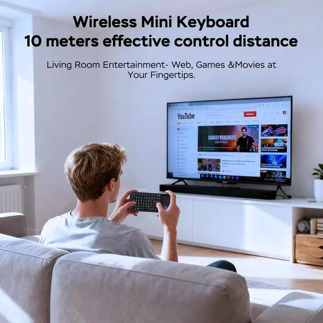 Alt view image 4 of 7 - K809 Mini Wireless Keyboard with Touchpad, Easy Media Control - Black | BT & 2.4G Dual Mode, Rechargeable 1000mAh Battery, Aluminum Frame, Handheld &Backlit Keyboard for PC/TV/HTPC/Laptop and more.