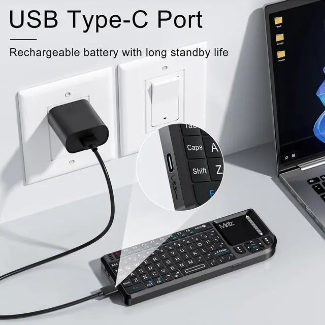 Alt view image 6 of 7 - Mini Wireless Keyboard, 2.4G + Bluetooth , Rechargeable& Portable Keyboard | 7-Color Backlit, for PC, TV, Steam Deck, Fire TV Stick, Raspberry Pi and More, Field Service, IT Technicians.