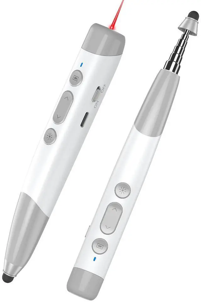 Main image of 4-in-1 Presentation Clicker with Telescopic Pointer & Stylus Pen - 2.4GHz Wireless Presenter for PowerPoint/Keynote, Teacher Lanyard, Rechargeable - Compatible with Smart Board, Computer, Mac, Tablet