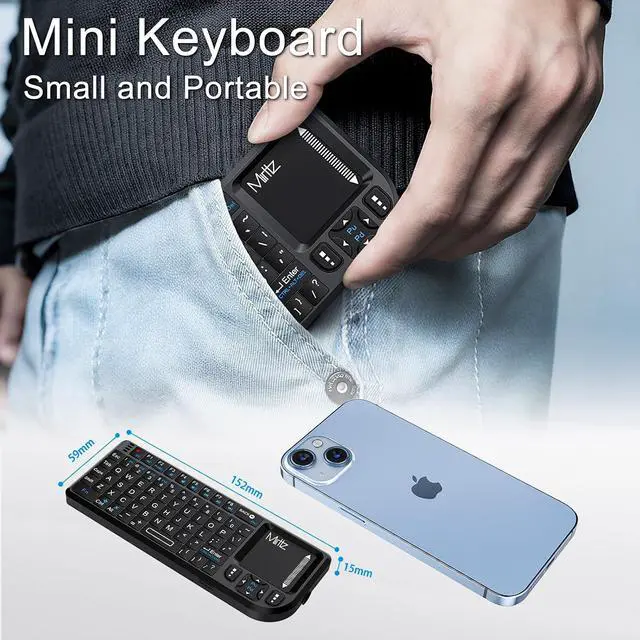 Alt view image 7 of 7 - Mini Wireless Keyboard, 2.4G + Bluetooth , Rechargeable& Portable Keyboard | 7-Color Backlit, for PC, TV, Steam Deck, Fire TV Stick, Raspberry Pi and More, Field Service, IT Technicians.
