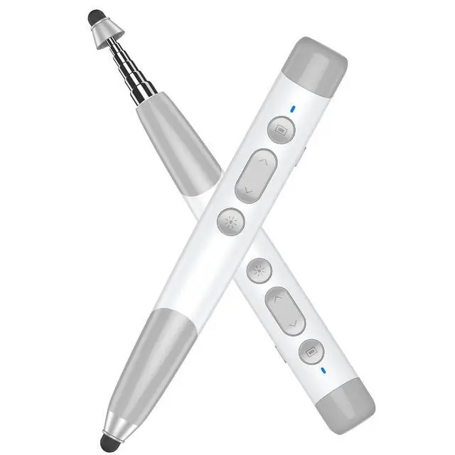 Alt view image 7 of 7 - 4-in-1 Presentation Clicker with Telescopic Pointer & Stylus Pen - 2.4GHz Wireless Presenter for PowerPoint/Keynote, Teacher Lanyard, Rechargeable - Compatible with Smart Board, Computer, Mac, Tablet