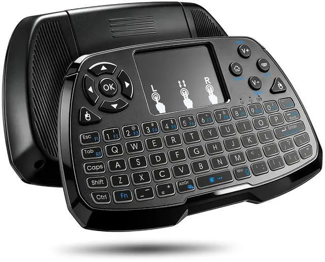 Main image of A3 Handheld Mini Wireless Keyboard with Touchpad, 2.4G/BT & Media Keys | Backlit, Rechargeable Li-ion Battery, Compatible with TV Box, Smart TV, Xbox, PC, Android, Windows, Linux
