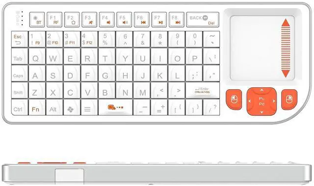Alt view image 2 of 6 - 2 Pack Mini Wireless Keyboard (White+Orange) + Presenter Clicker with Telescopic Pointer & Stylus Pen, Office/Classroom Bundle