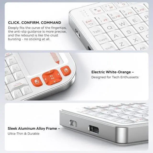 Alt view image 4 of 6 - 2 Pack Mini Wireless Keyboard (White+Orange) + Presenter Clicker with Telescopic Pointer & Stylus Pen, Office/Classroom Bundle