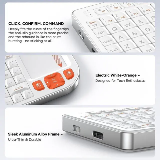 Alt view image 4 of 7 - 2 Pack Mini Wireless Keyboard - Black + White, Ultra-Slim Rechargeable Combo for Laptop, PC, Smart TV, Office & Home