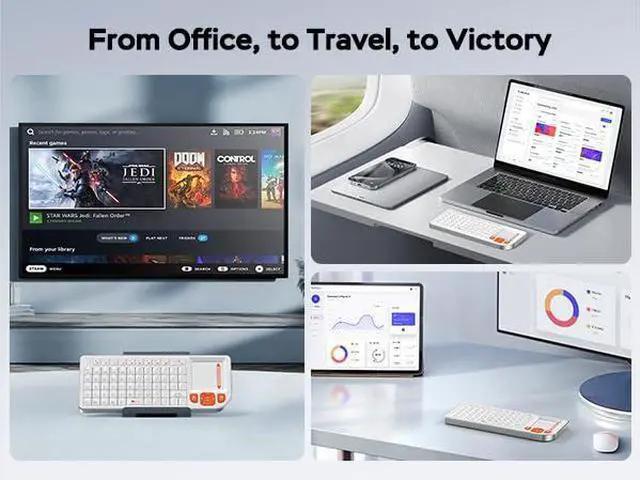 Alt view image 5 of 7 - 2 Pack Mini Wireless Keyboard - Black + White, Ultra-Slim Rechargeable Combo for Laptop, PC, Smart TV, Office & Home
