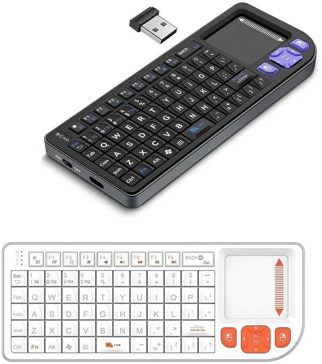 Main image of 2 Pack Mini Wireless Keyboard - Black + White, Ultra-Slim Rechargeable Combo for Laptop, PC, Smart TV, Office & Home