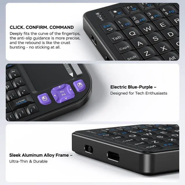 Alt view image 7 of 7 - 2 Pack Mini Wireless Keyboard - Black + White, Ultra-Slim Rechargeable Combo for Laptop, PC, Smart TV, Office & Home