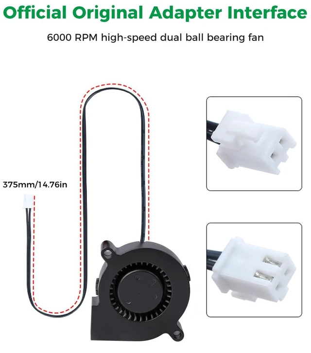 Alt view image 3 of 5 - Creality Official K2 Pro/K2 Plus Mainboard Cooling Fan, 5015 Blower Fan 24V 6000 RPM for K2 Plus/K2 Pro 3D Printer, Original Replacement Part with XH2.54 Connector