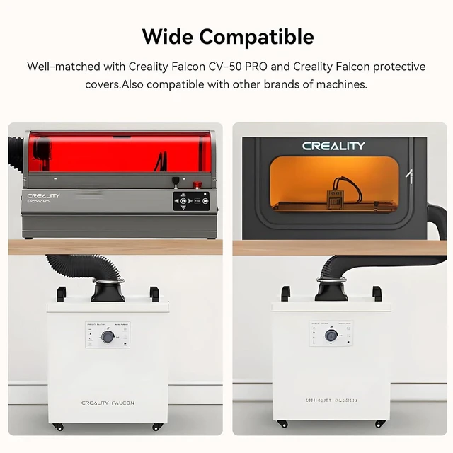 Alt view image 2 of 7 - Creality Falcon Smoke Purifier for Laser Engraver, 3-Stage Filtration, 99.97% Purification Rate, Low Noise, 180W Fume Extractor for Engraving Machine(Use with Enclosure) and Most Enclosed Laser Cutter