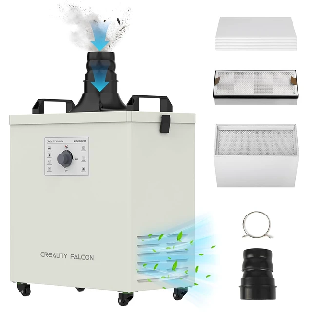 Main image of Creality Falcon Smoke Purifier for Laser Engraver, 3-Stage Filtration, 99.97% Purification Rate, Low Noise, 180W Fume Extractor for Engraving Machine(Use with Enclosure) and Most Enclosed Laser Cutter