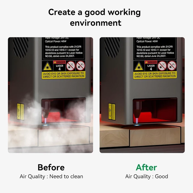 Alt view image 4 of 7 - Creality Falcon Smoke Purifier for Laser Engraver, 3-Stage Filtration, 99.97% Purification Rate, Low Noise, 180W Fume Extractor for Engraving Machine(Use with Enclosure) and Most Enclosed Laser Cutter
