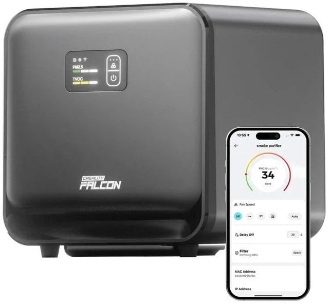 Main image of Creality Falcon AP1 Mini Smart Smoke Purifier, 360° Full-circle Purification, 99% Purification Rate, Real-Time PM2.5 Monitoring, WiFi/App Control, 55W IOT-Connected Fume Extractor for Laser Engraver