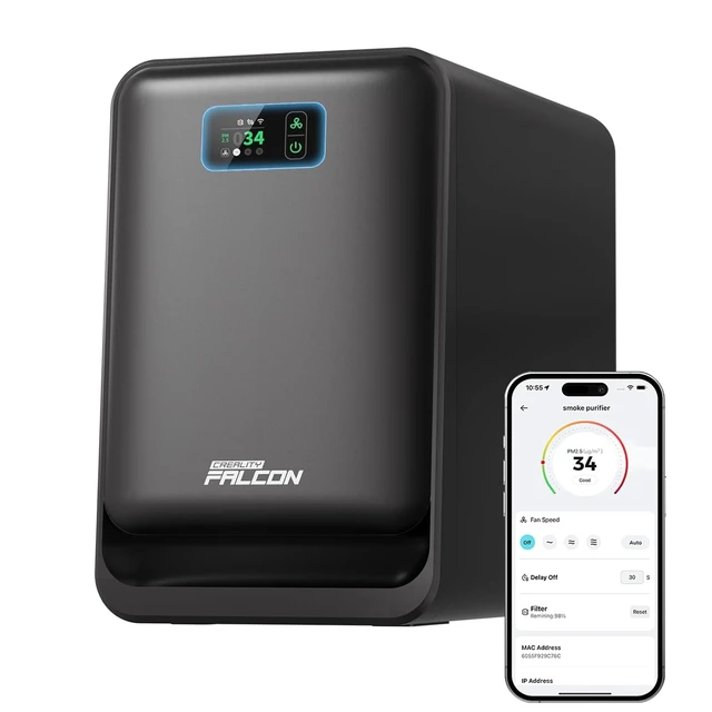 Main image of Creality Falcon AP1 Smart Smoke Purifier, 360° Full-circle Purification, 99% Purification Rate, Real-Time PM2.5 Monitoring, WiFi/App Control, 150W IOT-Connected Fume Extractor for Most Laser Engraver