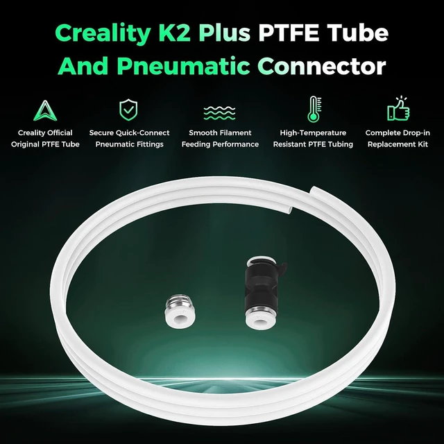Alt view image 2 of 7 - Creality Official K2 Plus PTFE Tube and Pneumatic Connector, Original Bowden Tubing Kit, with QuickFit Fittings, Replacement Accessory for Creality K2 Plus 3D Printer
