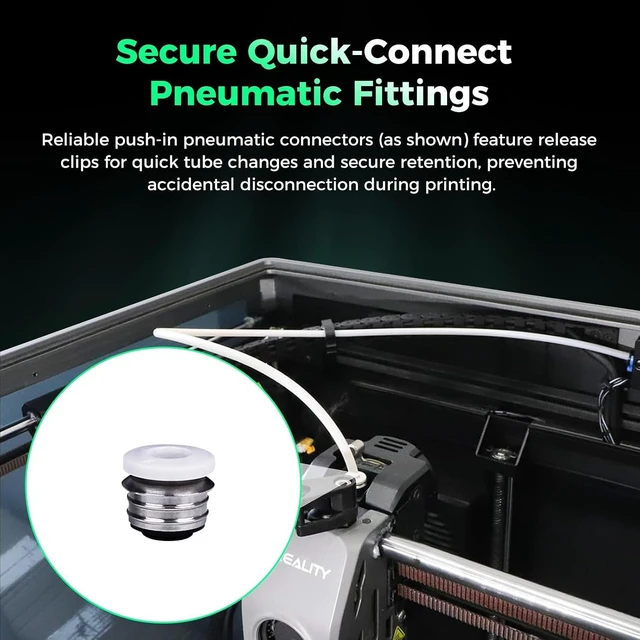 Alt view image 3 of 7 - Creality Official K2 Plus PTFE Tube and Pneumatic Connector, Original Bowden Tubing Kit, with QuickFit Fittings, Replacement Accessory for Creality K2 Plus 3D Printer