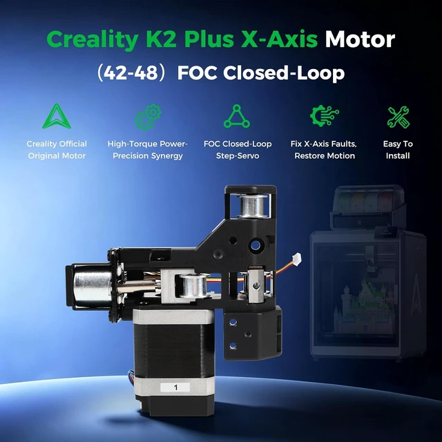 Alt view image 2 of 7 - Creality Official K2 Plus X-Axis Motor Kit, Original 42-48 Stepper Motor, FOC ClosedLoop StepServo Complete Assembly, PreAssembled OEM Replacement for Creality K2 Plus 3D Printer