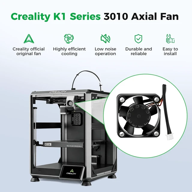 Alt view image 2 of 7 - Creality Official K1 Series 3010 Axial Fan, Original K1 Max 3010 Axial Cooling Fan with 2-Pin Connector, Hotend Temperature Control for K1 Series Printer, Hotend Cooling Fan for K1/K1C/K1 Max/K1 SE