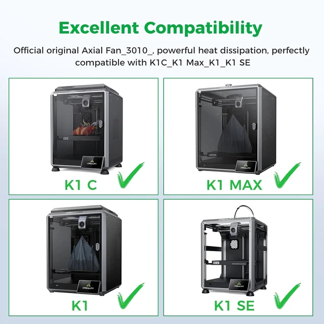 Alt view image 6 of 7 - Creality Official K1 Series 3010 Axial Fan, Original K1 Max 3010 Axial Cooling Fan with 2-Pin Connector, Hotend Temperature Control for K1 Series Printer, Hotend Cooling Fan for K1/K1C/K1 Max/K1 SE