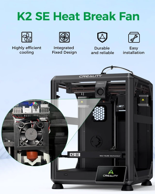 Alt view image 3 of 7 - Creality Official K2 SE Heat Break Fan, Axial Fan 3010, 24V Throat Cooling Fan, Highly Efficient Cooling, Integrated Fixed Design, Extruder Hotend Heat Sink Fan Replacement for K2 SE