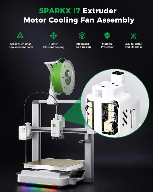 Alt view image 2 of 7 - Creality Official SPARKX i7 Extruder Motor Cooling Fan Assembly, Original i7 3011 Blower Fan, Effective Heat Dissipation, Cooling for Extruder Stepper Motor, 3D Printer Cooling Replacement Accessory