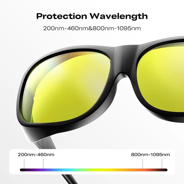 Alt view image 5 of 7 - Creality CR20 Laser Safety Glasses OD7+ for 800-1095nm & OD6+ for 316-460nm, CE EN 207 Certified, Protective Goggles for UV/Blue/Diode/Fiber Laser Engravers, Polycarbonate Lens