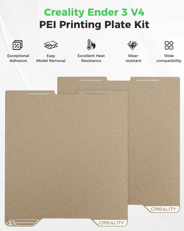 Alt view image 2 of 7 - Creality Official Ender 3 V4 Build Plate, Original PEI Textured Plate Kit Spring Steel Plate 225 * 250mm, High Adhesion, Flexible Removable 3D Printing Build Plate Accessory for Ender 3 V4 3D Printer