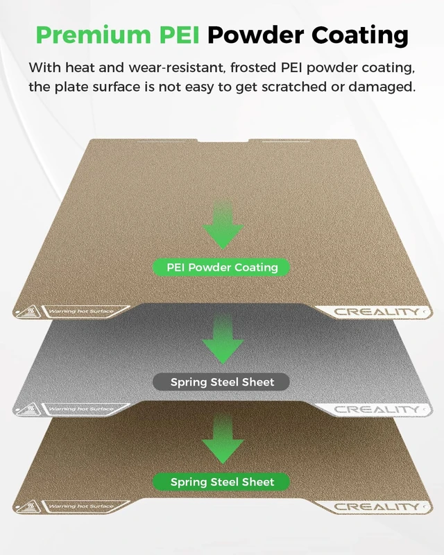 Alt view image 3 of 7 - Creality Official Ender 3 V4 Build Plate, Original PEI Textured Plate Kit Spring Steel Plate 225 * 250mm, High Adhesion, Flexible Removable 3D Printing Build Plate Accessory for Ender 3 V4 3D Printer