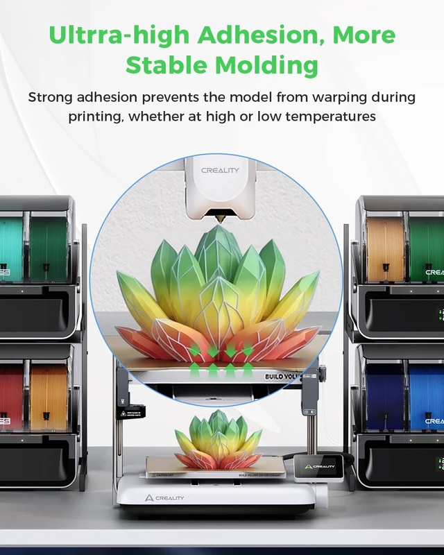 Alt view image 4 of 7 - Creality Official Ender 3 V4 Build Plate, Original PEI Textured Plate Kit Spring Steel Plate 225 * 250mm, High Adhesion, Flexible Removable 3D Printing Build Plate Accessory for Ender 3 V4 3D Printer