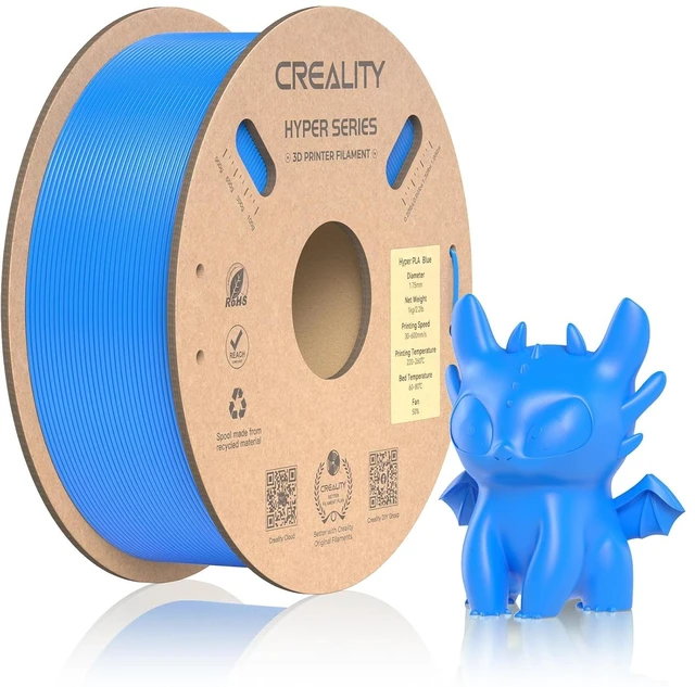 Main image of Official Creality Hyper PLA Filament 1.75mm, High Speed PLA 30-600mm/s 3D Printer Filament, Dimensional Accuracy +/-0.02mm, Fit Most FDM 3D Printers1KG(2.2lbs) Spool Blue