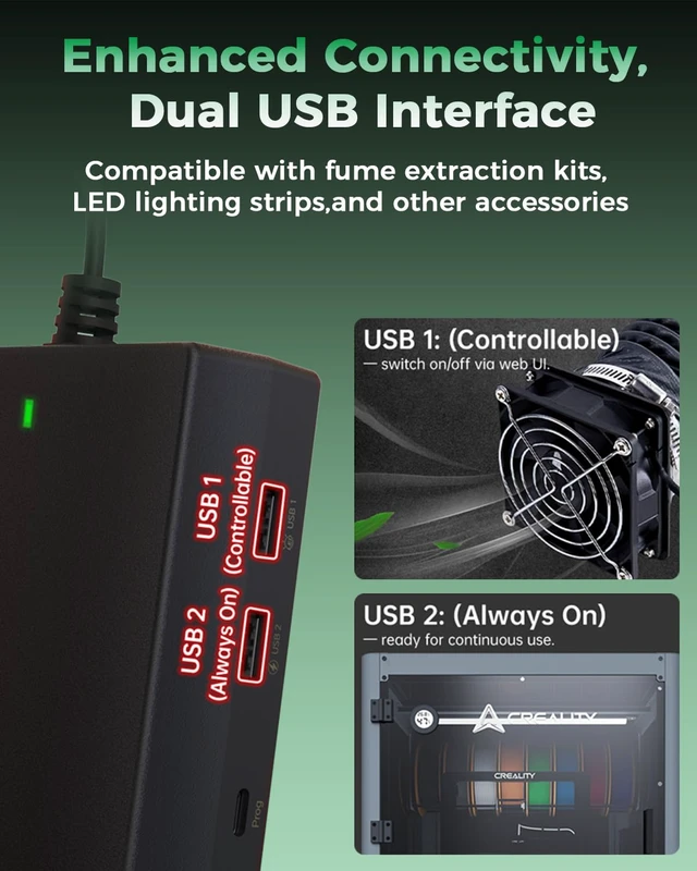 Alt view image 7 of 7 - Creality Official Creator PWR Smart Power Supply, 100-240VAC, Instant Power Protection, WiFi-Enabled, Type-C Communication, for Creality Hi/K1 Series/K2 Series/Ender-3 V3 Printers Ect.