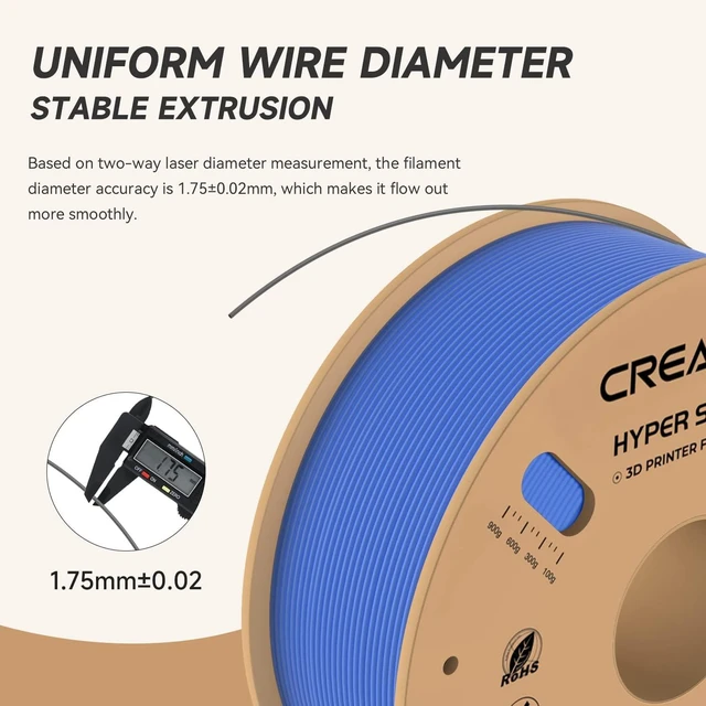 Alt view image 4 of 7 - Official Creality Hyper PLA Filament 1.75mm, High Speed PLA 30-600mm/s 3D Printer Filament, Dimensional Accuracy +/-0.02mm, Fit Most FDM 3D Printers1KG(2.2lbs) Spool Blue