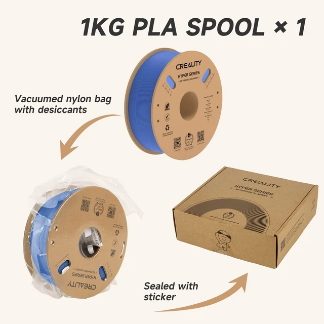 Alt view image 7 of 7 - Official Creality Hyper PLA Filament 1.75mm, High Speed PLA 30-600mm/s 3D Printer Filament, Dimensional Accuracy +/-0.02mm, Fit Most FDM 3D Printers1KG(2.2lbs) Spool Blue