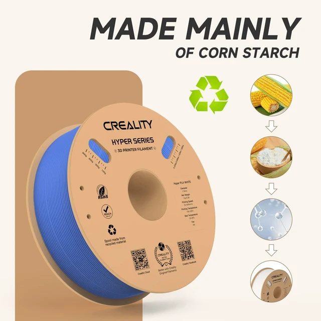 Alt view image 5 of 7 - Official Creality Hyper PLA Filament 1.75mm, High Speed PLA 30-600mm/s 3D Printer Filament, Dimensional Accuracy +/-0.02mm, Fit Most FDM 3D Printers1KG(2.2lbs) Spool Blue