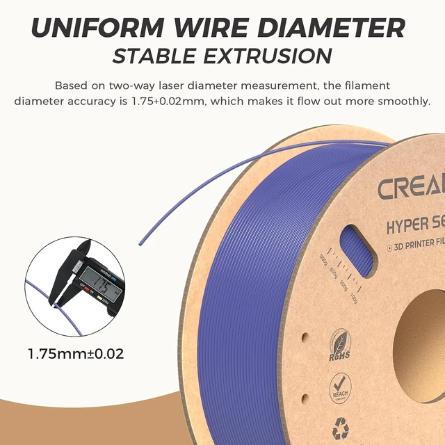Alt view image 4 of 7 - Official Creality Hyper PLA Filament 1.75mm, High Speed PLA 30-600mm/s Rapid 3D Printer Filament, Dimensional Accuracy +/-0.02mm, Fit Most FDM 3D Printers, 1KG(2.2lbs) Spool Very Peri