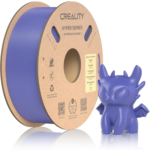 Main image of Official Creality Hyper PLA Filament 1.75mm, High Speed PLA 30-600mm/s Rapid 3D Printer Filament, Dimensional Accuracy +/-0.02mm, Fit Most FDM 3D Printers, 1KG(2.2lbs) Spool Very Peri